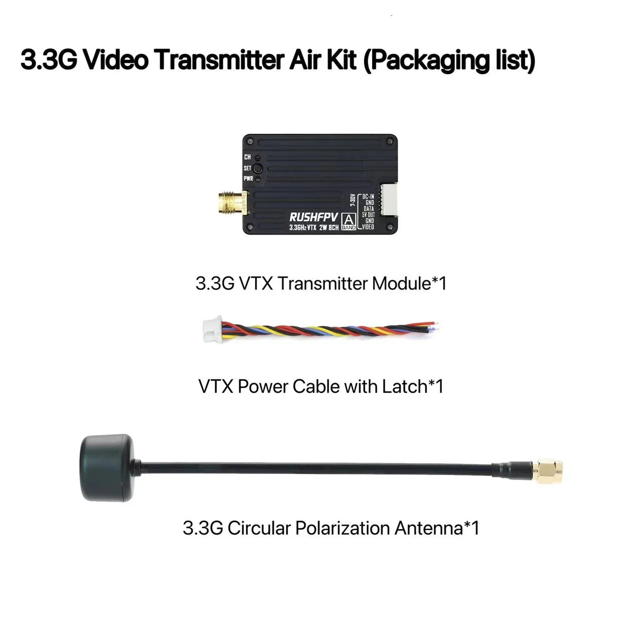 RUSHFPV 3.3G 2W VTX Transmitte - مراجعة Fpv Drone Antenna وسعره