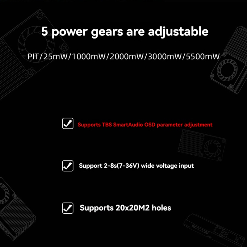 5.8G 5.5W VTX 64CH High Power  - مراجعة Fpv Drone Transmitter وسعره